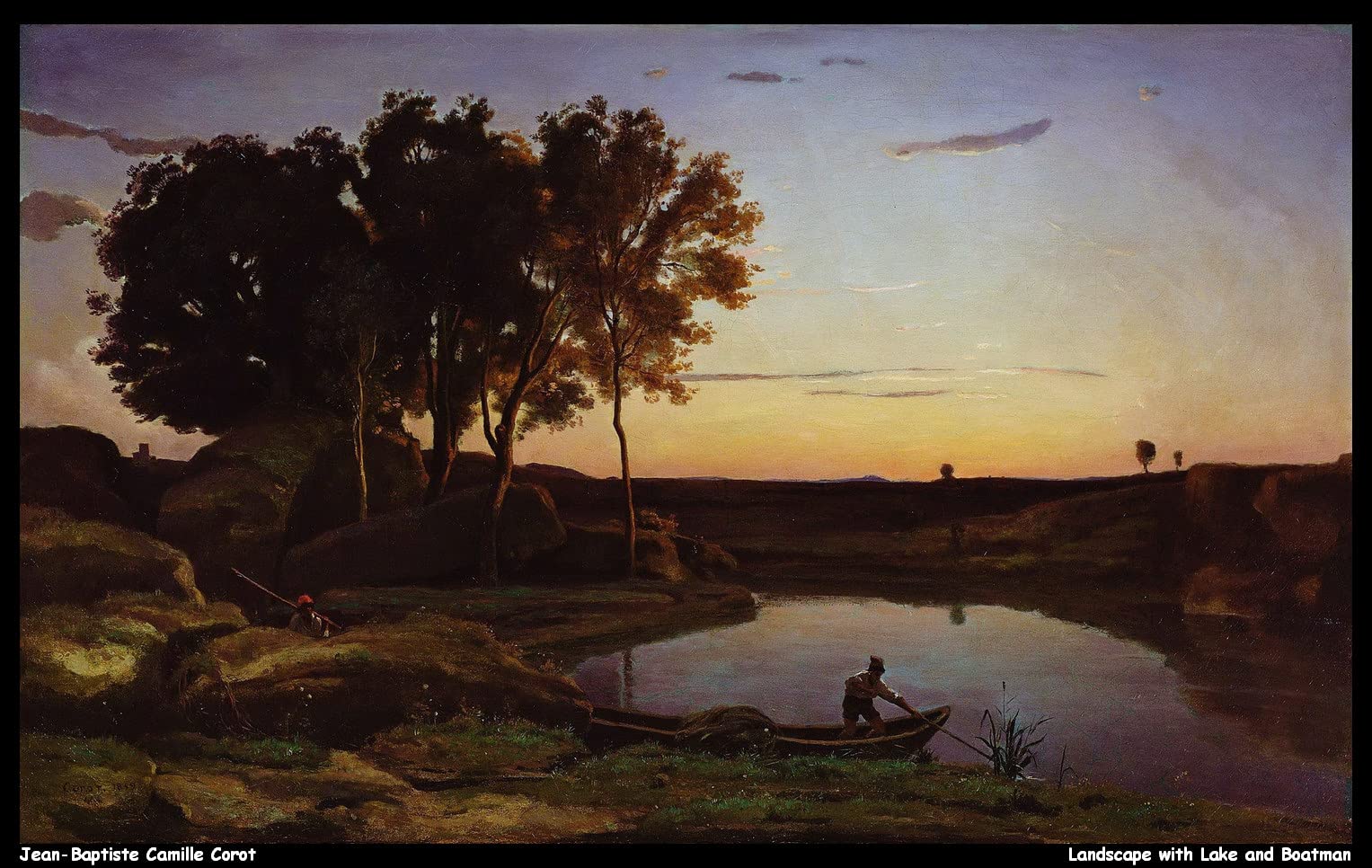 jean baptiste camille corot landscape with lake and boatman